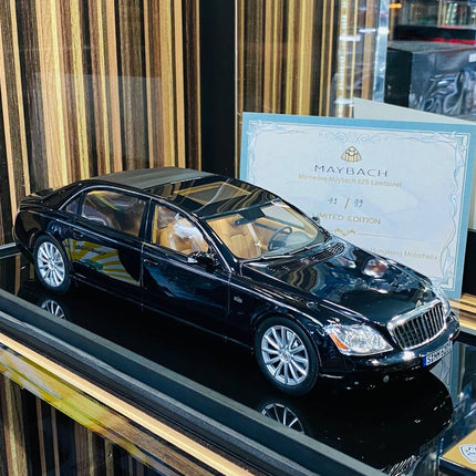 Motor Helix 1/18 Mercedes-Benz Maybach 62S Landaulet Metallic Black Resin Model - studio product photo of the scale model