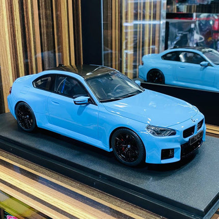 GT Spirit BMW M2 G87 1/18 Resin Model Blue Limited Edition - studio product photo of the scale model