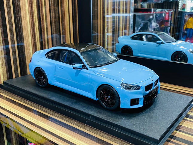 GT Spirit BMW M2 G87 1/18 Resin Model Blue Limited Edition - studio product photo of the scale model