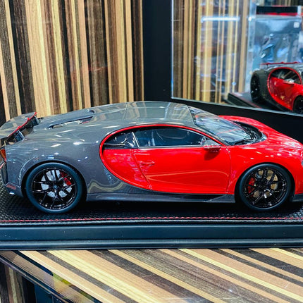 MR Collection Models Bugatti Chiron Sport 1/18 Red/Carbon Resin Model Car - collectible scale model car