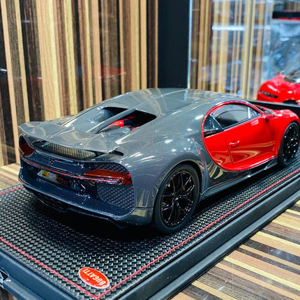MR Collection Models Bugatti Chiron Sport 1/18 Red/Carbon Resin Model Car - premium collector scale model