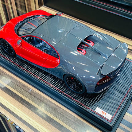 MR Collection Models Bugatti Chiron Sport 1/18 Red/Carbon Resin Model Car - fine detailed model replica
