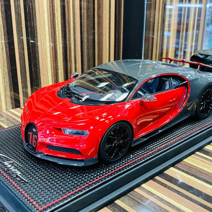 MR Collection Models Bugatti Chiron Sport 1/18 Red/Carbon Resin Model Car - detailed collector display model
