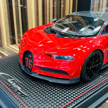 MR Collection Models Bugatti Chiron Sport 1/18 Red/Carbon Resin Model Car - collector edition scale model