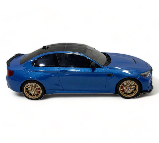 GT Spirit BMW M2 CS (F87) 1:18 Resin Model Striking Blue - studio product photo of the scale model