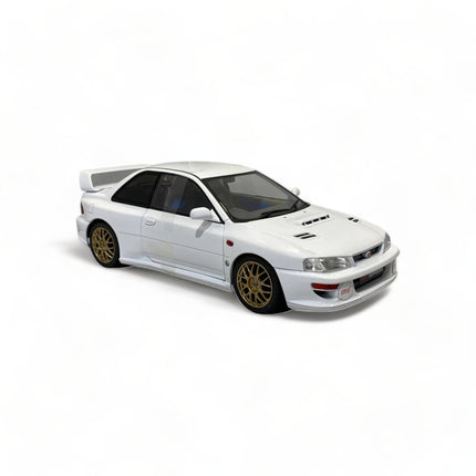 Solido Subaru Impreza 22B 1998 1:18 Classic White Metal Diecast Model Car - studio product photo of the scale model