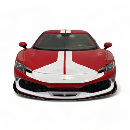 Bburago 1/18 Ferrari 296 GTB Assetto Fiorano Diecast Model Car Red/White Stripes - collector edition scale model