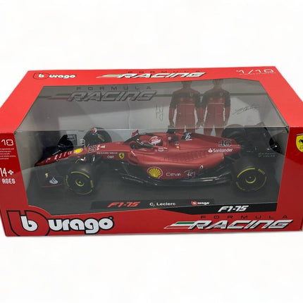 1/18 Bburago Ferrari F1-75 C. Leclerc #16 Red Diecast Model Car - detailed collector display model