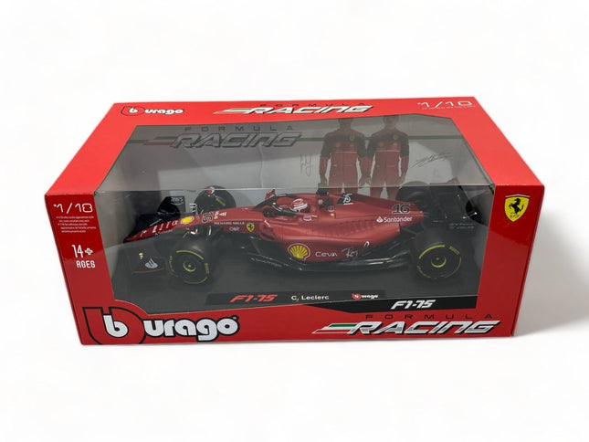 1/18 Bburago Ferrari F1-75 C. Leclerc #16 Red Diecast Model Car - detailed collector display model