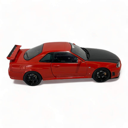 Diecast Nissan GT-R R34 Skyline Active Red 1/18 1999 by Solido Model Car - collectible scale model car