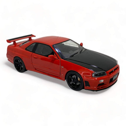 Diecast Nissan GT-R R34 Skyline Active Red 1/18 1999 by Solido Model Car - fine detailed model replica