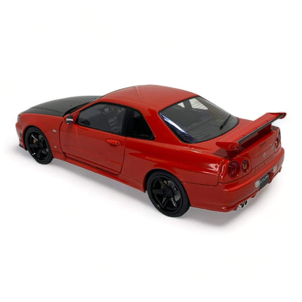 Diecast Nissan GT-R R34 Skyline Active Red 1/18 1999 by Solido Model Car - premium collector scale model
