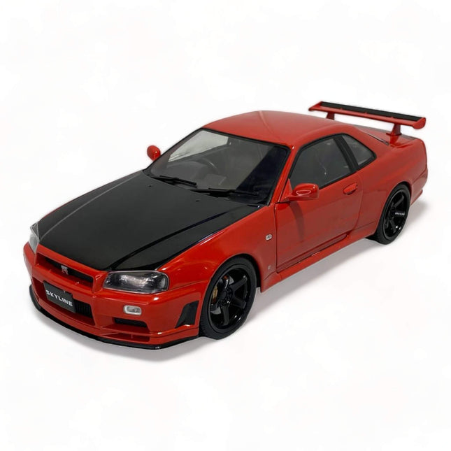 Diecast Nissan GT-R R34 Skyline Active Red 1/18 1999 by Solido Model Car - detailed collector display model