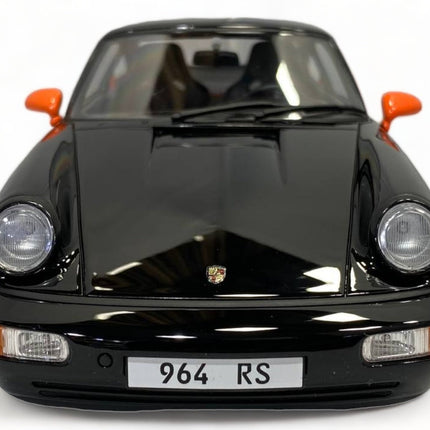 GT Spirit Porsche 911 Carrera RS 964 1/18 Scale Black Diecast Model Car - studio product photo of the scale model