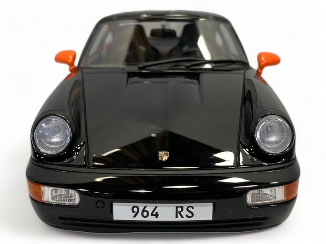 GT Spirit Porsche 911 Carrera RS 964 1/18 Scale Black Diecast Model Car - studio product photo of the scale model