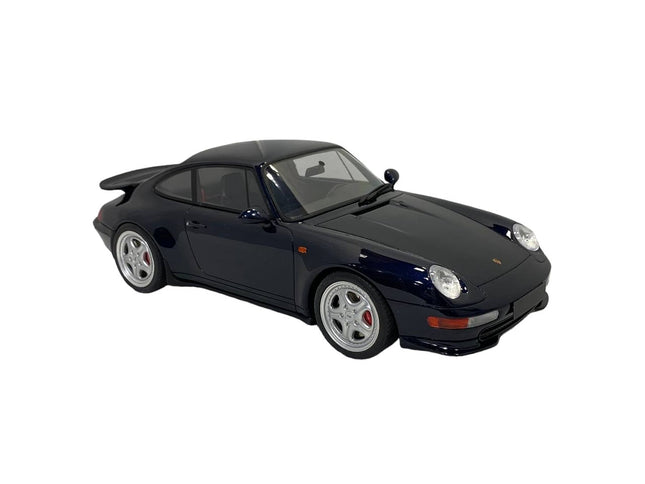 GT Spirit Porsche 911 (993) Carrera RS 1:18 Blue Diecast Model Car - studio product photo of the scale model