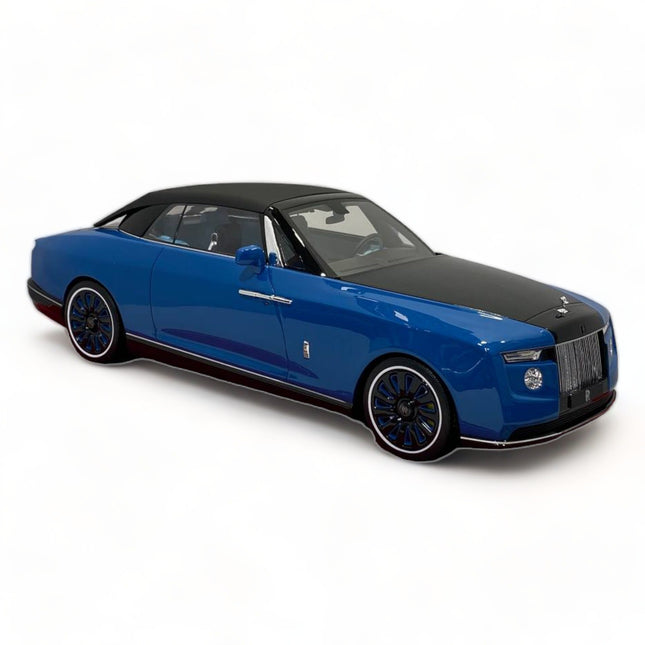 Motor Helix 1/18 Rolls-Royce Boat Tail Blue Diecast Model Car - studio product photo of the scale model