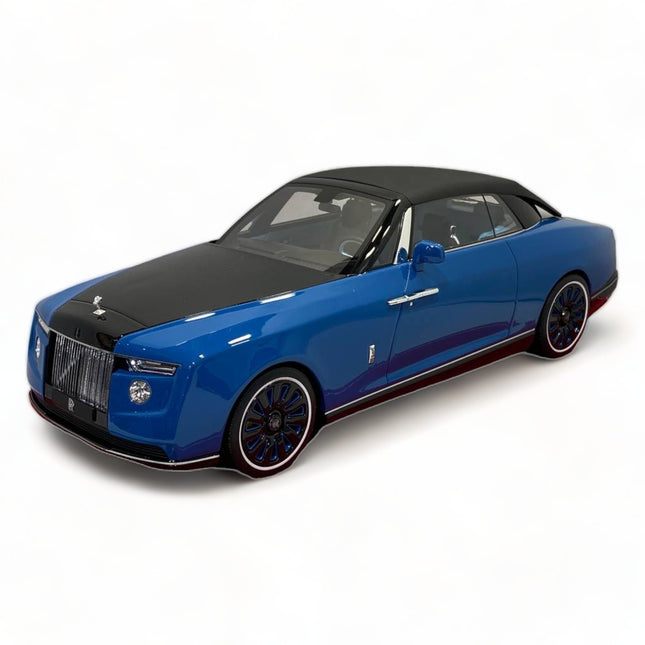 Motor Helix 1/18 Rolls-Royce Boat Tail Blue Diecast Model Car - detailed collector display model