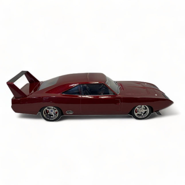 Greenlight Dodge Charger Daytona Fast & Furious 1/18 Maroon Diecast Model Car - studio product photo of the scale model