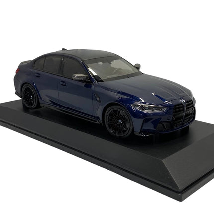 Minichamps BMW M3 (2020) 1/18 Resin Model Blue Metallic - studio product photo of the scale model