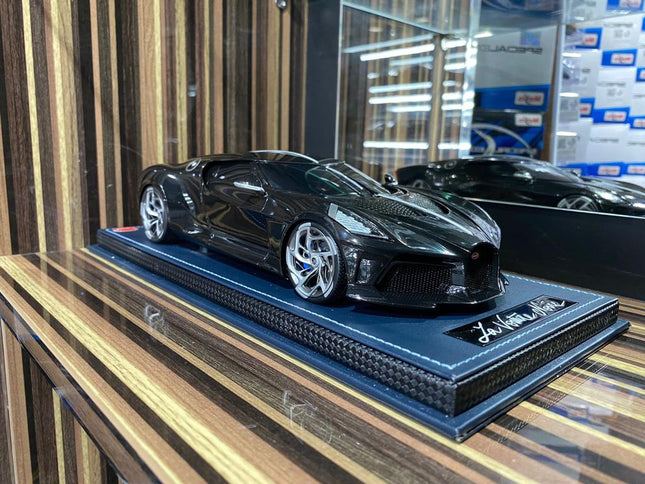 MR Collection 1:18 Bugatti La Voiture Noir Resin Model Car Black Carbon - detailed collector display model
