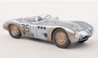 1:18 scale silver diecast racing car with number 35, weathered finish, side view