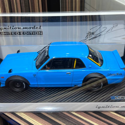 Ignition Model Nissan GT2000 Liberty Walk 1:18 Resin Blue Limited Edition - studio product photo of the scale model