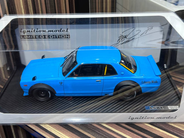 Ignition Model Nissan GT2000 Liberty Walk 1:18 Resin Blue Limited Edition - studio product photo of the scale model