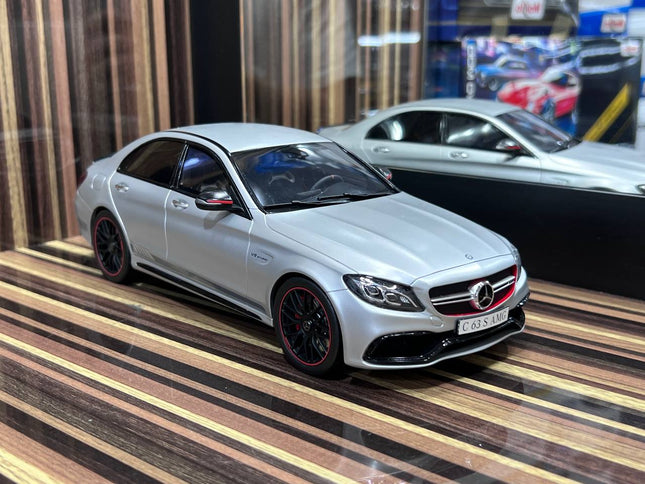 GT Spirit 1:18 Resin Mercedes-Benz C63 S AMG Silver Model Car - detailed collector display model