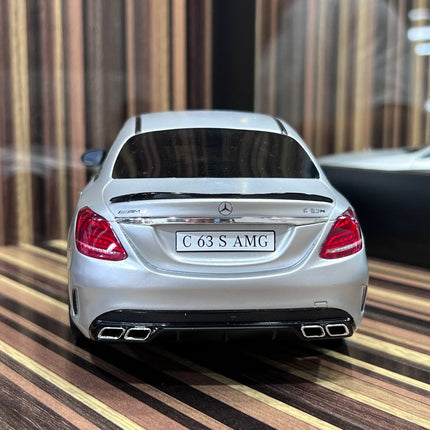 GT Spirit 1:18 Resin Mercedes-Benz C63 S AMG Silver Model Car - collectible scale model car