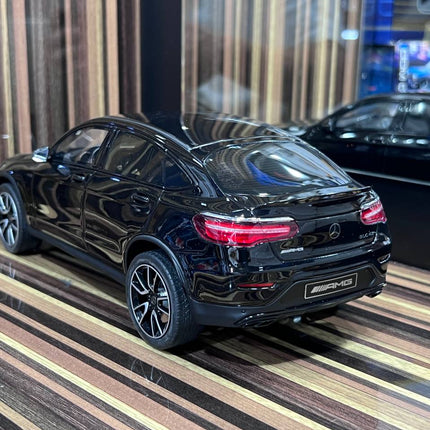 GT Spirit 1/18 Mercedes-Benz GLC 43 Coupe Black Resin Model Car - studio product photo of the scale model