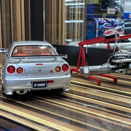 MotorHelix 1:18 Nissan Skyline GT-R R34 Nismo Z-Tune Silver Diecast Model - collectible scale model car
