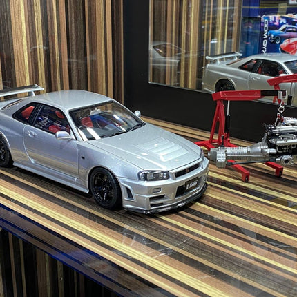 MotorHelix 1:18 Nissan Skyline GT-R R34 Nismo Z-Tune Silver Diecast Model - fine detailed model replica