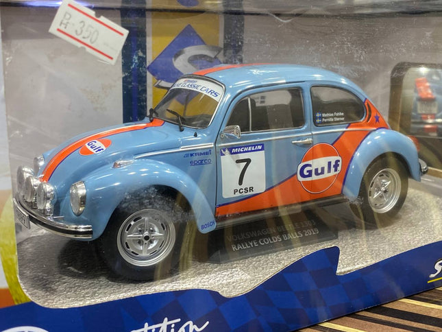 Solido Volkswagen Beetle 1303 1:18 Blue Resin Diecast Model Car - studio product photo of the scale model
