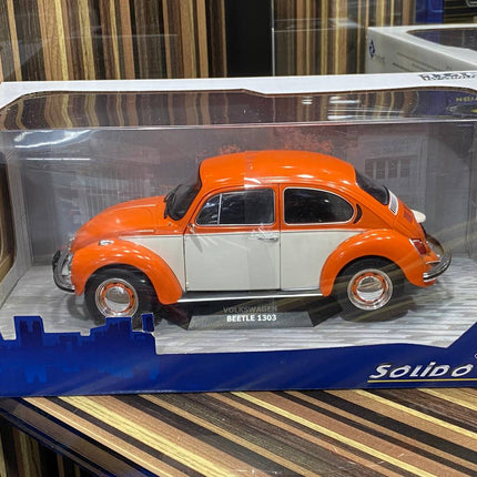 Solido 1:18 Volkswagen Beetle 1303 Orange Resin Model Car - detailed collector display model