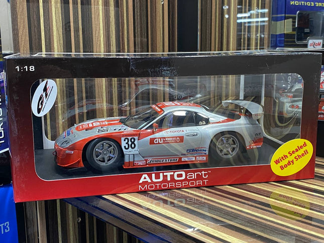 AutoArt Toyota Supra 2003 JGTC AU CERUMO #38 Silver 1:18 Resin Model Car - detailed collector display model