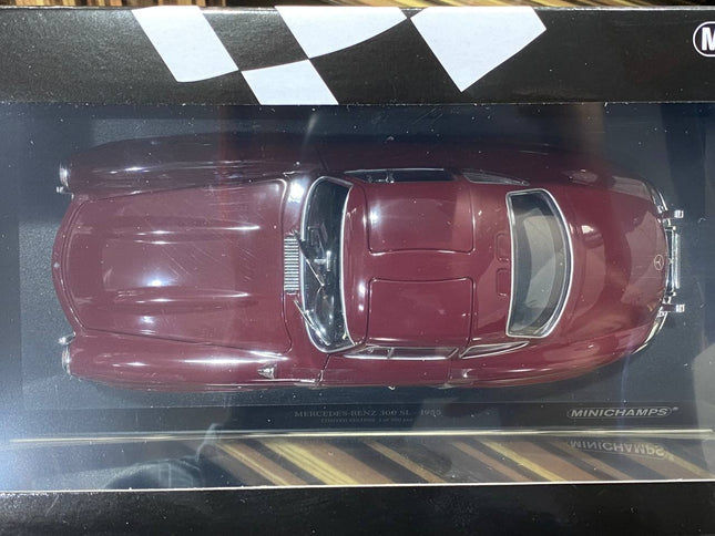Minichamps Mercedes-Benz 300 SL 1955 1:18 Brown Diecast Model Car - studio product photo of the scale model