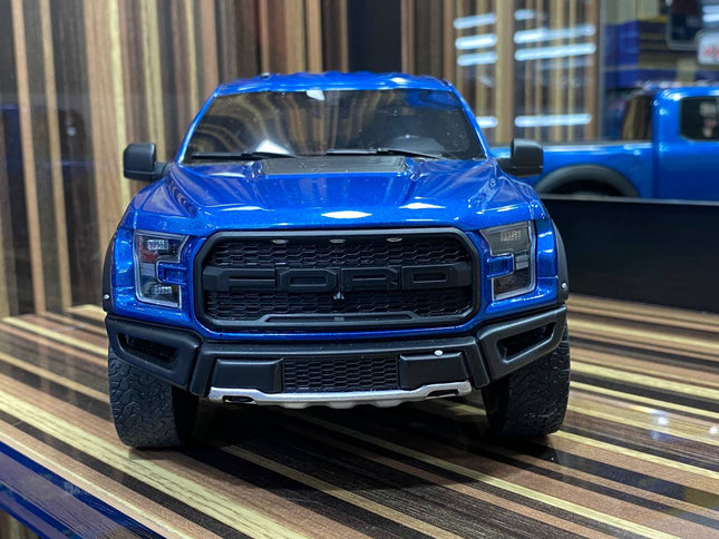 GT Spirit Ford F-150 Raptor 1:18 Blue Resin Diecast Scale Model Car - studio product photo of the scale model