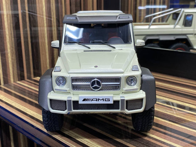AutoArt Mercedes-Benz G-63 AMG 6x6 White 1:18 Diecast Model Car - studio product photo of the scale model