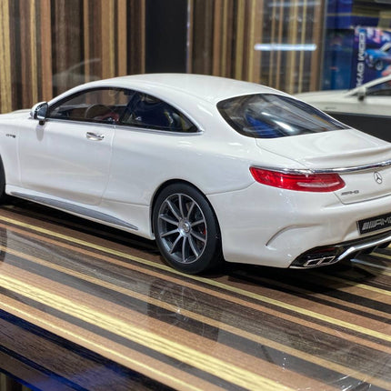 1/18 Mercedes-Benz S63 Coupe White Model Car by GT Spirit - studio product photo of the scale model
