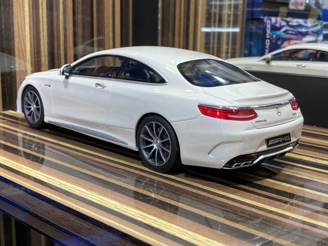 1/18 Mercedes-Benz S63 Coupe White Model Car by GT Spirit - studio product photo of the scale model