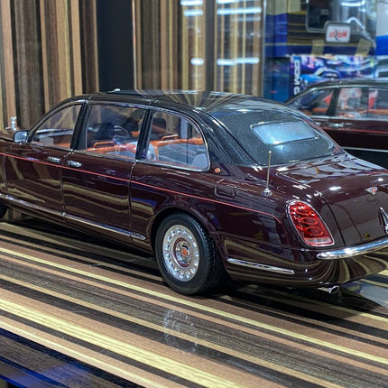 Minichamps 1/18 Bentley State Limousine Maroon Diecast Model - studio product photo of the scale model