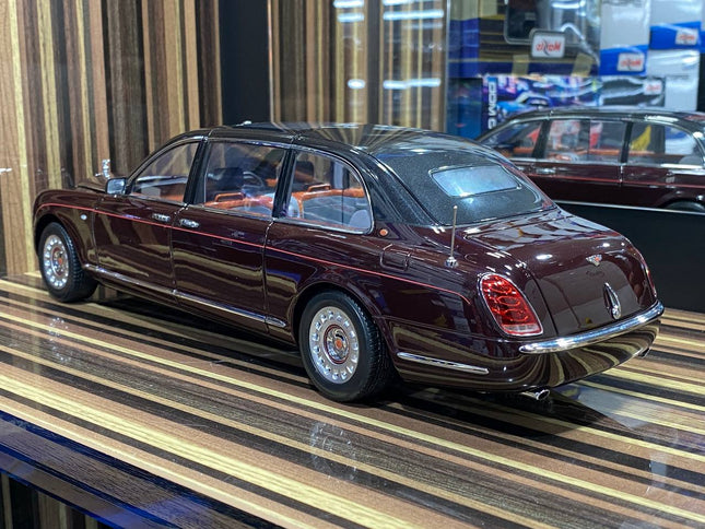 Minichamps 1/18 Bentley State Limousine Maroon Diecast Model - studio product photo of the scale model
