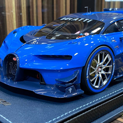 1/18 Resin Bugatti Vision GT Blue Model Car by MR Collection - studio product photo of the scale model