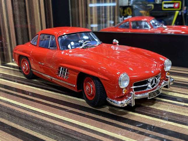 Minichamps 1/18 Mercedes-Benz 300SL Red Diecast Model Car - detailed collector display model