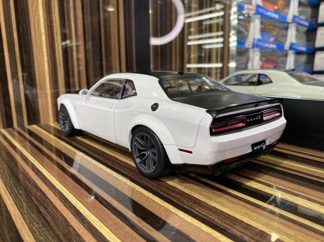 Solido 1/18 Dodge Challenger SRT Hellcat Redeye White Diecast Model - studio product photo of the scale model