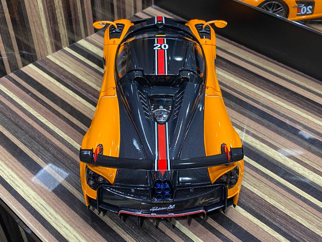 LCD Model Pagani Huayra Roadster Orange 1:18 Diecast Model Car - studio product photo of the scale model