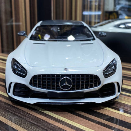 Minichamps 1:18 Resin Mercedes-Benz AMG GTR White - studio product photo of the scale model