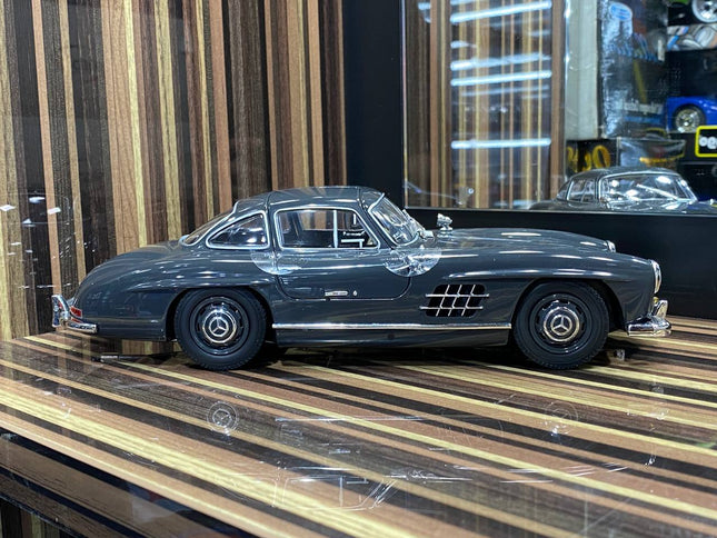 Minichamps 1:18 Mercedes-Benz 300SL Coupe Grey Diecast Model Car - studio product photo of the scale model