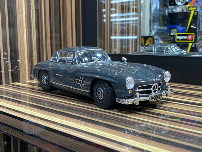 Minichamps 1:18 Mercedes-Benz 300SL Coupe Grey Diecast Model Car - detailed collector display model